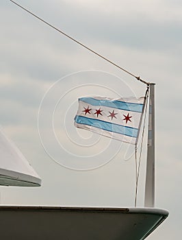 Small Chicago Flag on Boat Bow