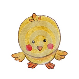 Small chicken Chick Watercolor picture for easter postcards, nursery, kindergarten