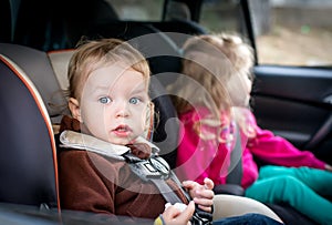 Small children in the car