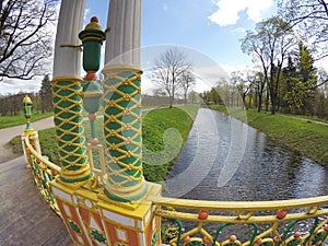 Small Chinese bridge 1786 in the Alexander Park in Pushkin Tsarskoye Selo, near Saint Petersburg
