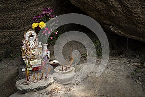 Small chinese traditional shrine in a-ma temple macau china