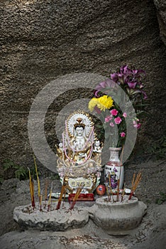 Small chinese traditional shrine in a-ma temple macau china