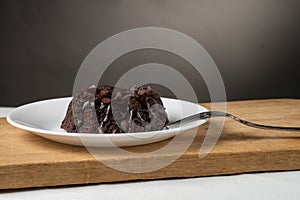 Small Chocolate Bunt cake with a fork