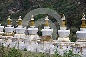 Small chortens or memorials. Located somewhere near Lobesa. Punakha District photo