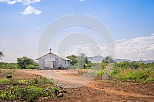 Small christian church in rural african area