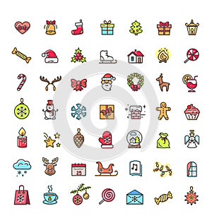 Small Christmas Icons Set on Vector Illustration
