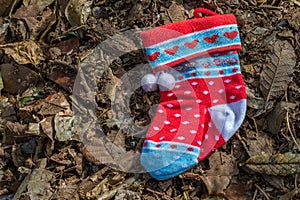 Small christmas stocking lost outside