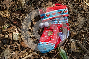 Small christmas stocking lost outside