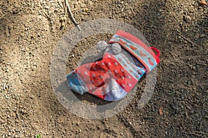 Small christmas stocking lost outside