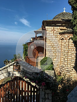 A small church in the Byzantine style on Mount Athos