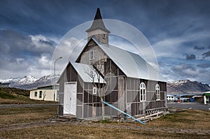 A small church in the city of Djupivogur in Iceland photo