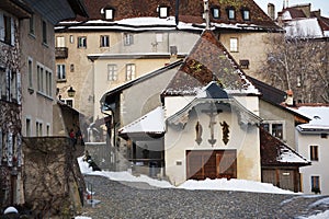 Small church in the Gruyere village in Switzerland