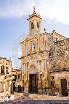 Small church in the historic center of Rabat in Gozo, Malta
