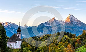 The small church of Maria Gern and Mount Watzmann