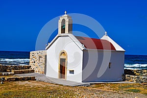 Small church by the sea in Chersonissos on the Crete, Greece