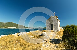 Small church on the small island near Klek, Croatia, Europe