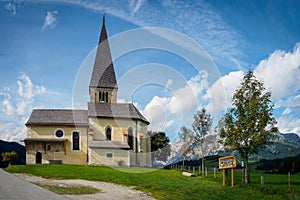 Small Church of St. Primus on Buchberg near Bischofshofen in autum