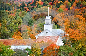 Small church in Topsham village in Vermont