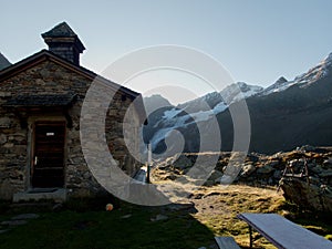 Small church by weisskugelhutte in otztal alps