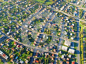 Small city on aerial view