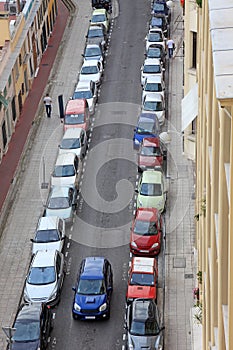 Small city of Nice, parked cars.