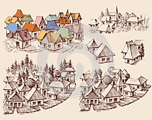 Small city vector set