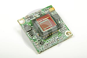 Small CMOS camera sensor inside analog drone FPV camera