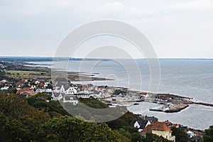 The small coastal town of MÃÂ¶lle placed on the cliffs towards the water in southern Sweden photo
