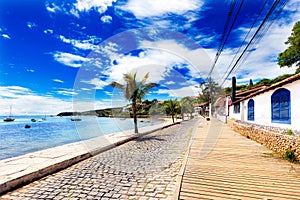 Small cobbled street on seaside in Buzios, Brazil