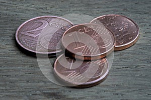 Small coins in euro cents