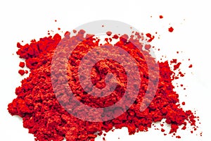 Small color powder heap red - high angle view.