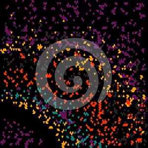 Small colored polygons on a black background