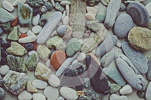 Small colorful sea pebble background