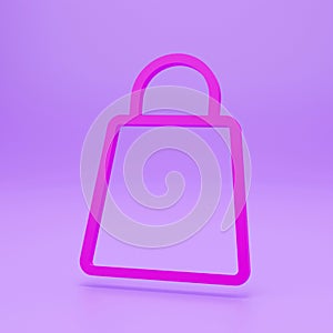 A small colour bag for storing things with a rope tied on a colour background. 3D render of a bag icon