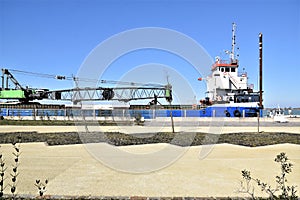 Small commercial ship in Punta Sabbioni Venice