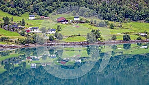 Small communities line the waters near Skjolden, Norway