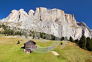 Small cottage under Sella gruppe or Gruppo di Sella