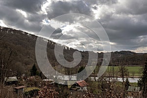 Small cottages in the SÃ¡zava river valley