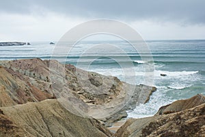 Small cove in Point Fabril Beach, between Peniche and Serra d'El Rei (King's Beach) in the Portuguese central western coast