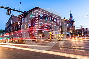 Small Cozy Downtown of Brattleboro, Vermont at Night