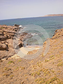 Small Creek Next To The Wild Beach Of Cavalleria In Mercadal On The Island Of Menorca. July 5, 2012. Menorca, Balearic Islands,