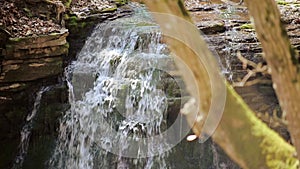 A small creek and waterfalls in autumn forest