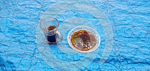 small a cup of hot coffe in morning