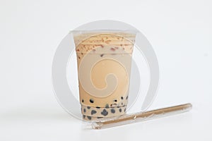 Small cup Iced milk tea Taiwan style with straw