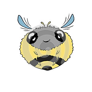 Small cute cartoon bee smiling