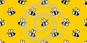Small cute honey bee hand drawn seamless vector background