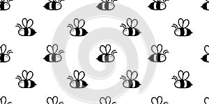 Small cute honey bee hand drawn seamless vector background