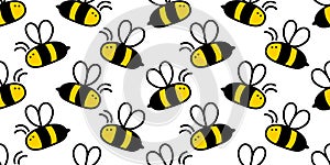 Small cute honey bee hand drawn seamless vector background