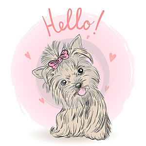 Small, cute puppy girl. Vector illustration.