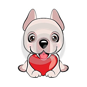 Small, cute puppy with heart. Vector illustration